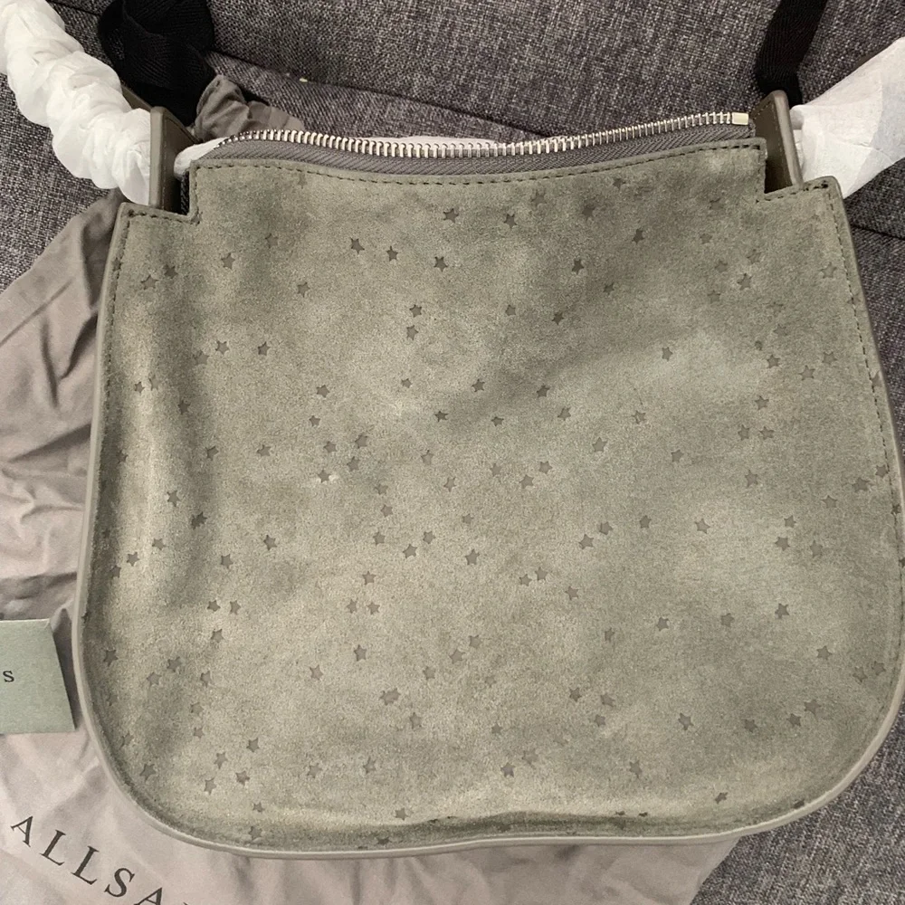 All Saints mini echo star convertible hobo bag grey